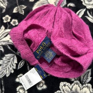 Ralph Lauren 100% Cashmere Fuchsia Knit Beanie NWT
